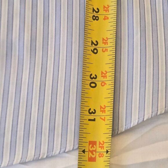 Brooks Brothers Mens Stripe Slim Fit Non-Iron Button Down Shirt Blue Size 17.5 - Picture 8 of 12